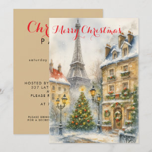 Convites Natal em Paris Torre Eiffel Inverno Personalizado