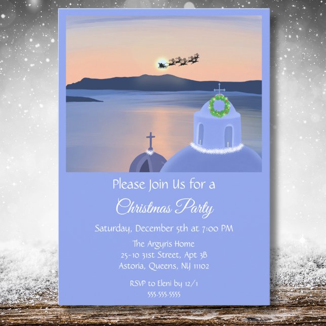Convites Natal em Santorini, Grécia com Papai Noel (Criador carregado)