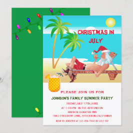 Convites Natal engraçado em Julho Festa de Verão ou de Prai