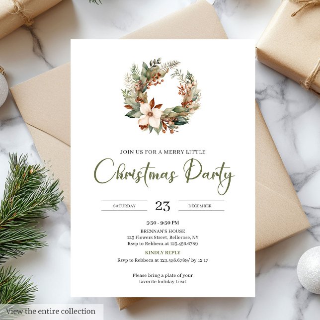 Convites Natal Escandinavo Terroso Oliva Marrom Claro (Scandinavian Earthy Olive Light Brown Christmas Party)