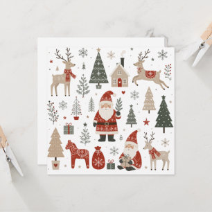 Convites Natal Escandinavo Vintage Papai Noel Rena