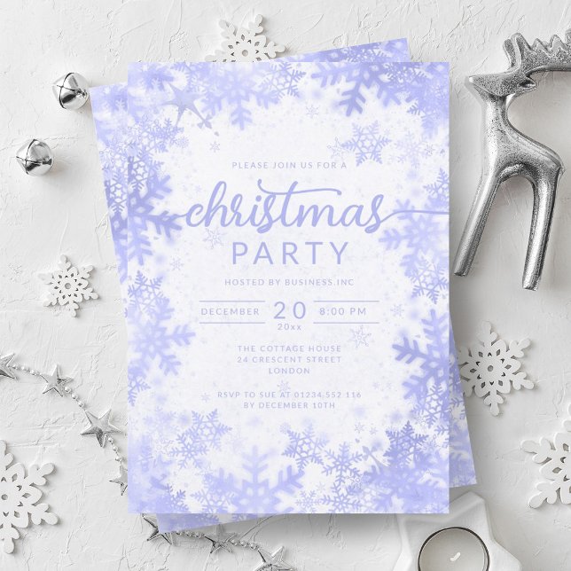 Convites Natal Exclusivo da Companhia de Flocos de Neve Azu (Exclusive Navy Blue Snowflakes Company Christmas Invitation)