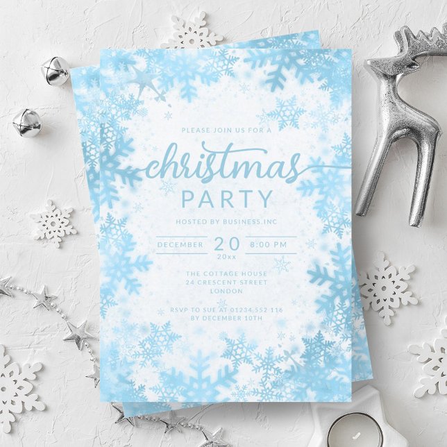 Convites Natal Exclusivo da Turquesa Flocos de Neve (Exclusive Turquoise Snowflakes Company Christmas Invitation)