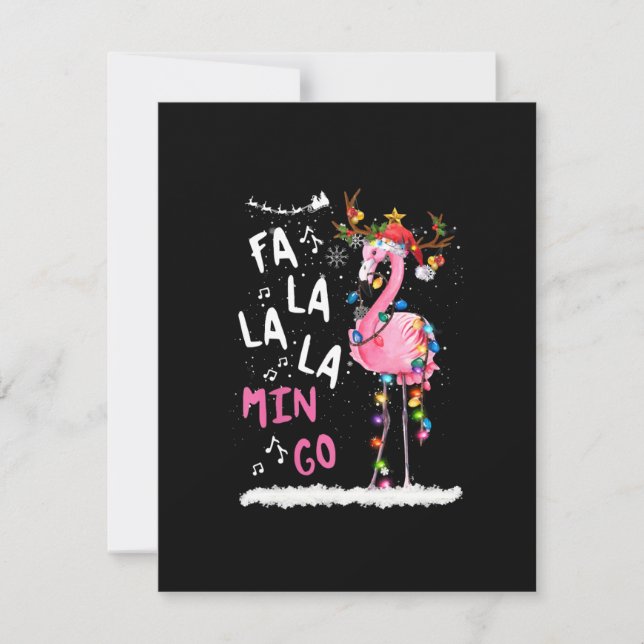 Convites Natal - Fa-La-La Mingo Flamingo Com Natal (Frente)