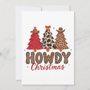 Convites Natal Feliz Árvores Peludas Chapéus de Cowboy Leop