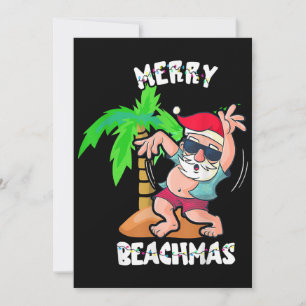 Convites Natal Feliz na Praia em Julho Funny Santa Xmas Poo