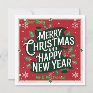 Convites Natal Feliz Vintage e Ano Novo Feliz Festivo