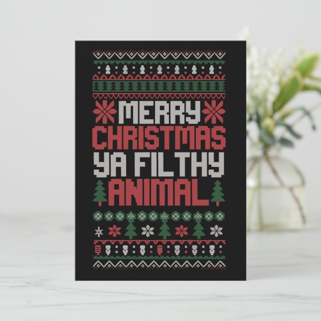 Convites Natal Feliz Xmas Ya Animal Imundo Meme Feio  (Em pé/Frente)