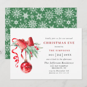Convites NATAL Feriado de Ornamento de Aquarelas EVE