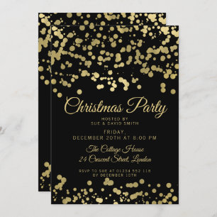 Convites Natal Feriado Gold Foil Confetti
