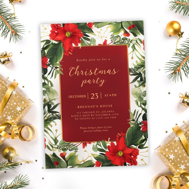 Convites Natal Festa Greenery (Christmas Party Holiday Greenery Invitation)