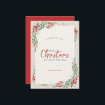 Convites Natal Festivo Vermelho e Verde<br><div class="desc">Elegante,  vermelho festivo e verde,  convite jante de Natal floral. Texto personalizável em vermelho e verde</div>