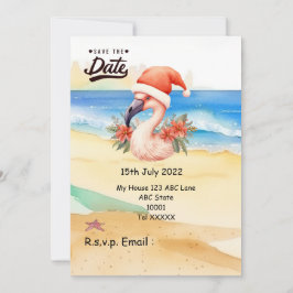 Convites Natal Flamingo Santa Claus em julho