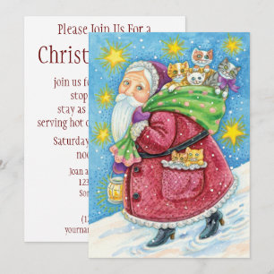 Convites Natal fofo, Papai Noel com Gatinhos e Gatos!