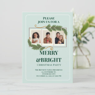 Convites Natal Foto Família Moderno Verde Escuro