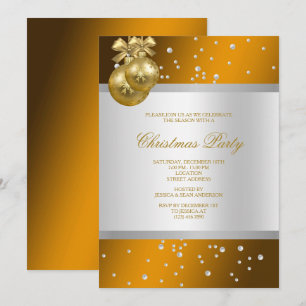 Convites Natal Glitzy Dourado Baubles & Pearls