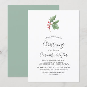 Convites Natal Greenery & Red Berry Christening