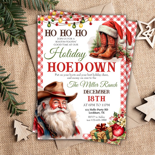 Convites Natal Hoedown Western Holiday Xmas (Criador carregado)