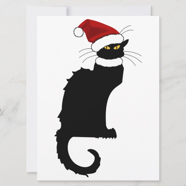 Convites Natal Le Chat Noir Com Santa Hat (Frente)