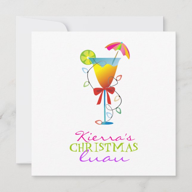 Convites Natal Luau do paraíso 311-Tropical (Frente)