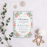 Convites Natal Luncheon Winter Florals Greenery<br><div class="desc">Um convite elegante para o almoço de Natal,  com buquês de aquarela de flores cor rosa e corais em verde-inverno,  um bonito roteiro verde-escuro e uma simples tipografia moderna. Você pode personalizar o tipo de evento (almoço de férias,  brunch,  festa de chá,  festa de aniversário,  chá de panela etc.).</div>