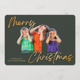 Convites Natal Mínimo Verde Dourado Escrita à Mão 