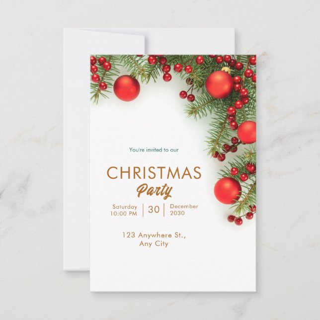 Convites Natal Mínimo Vermelho E Verde (Frente)