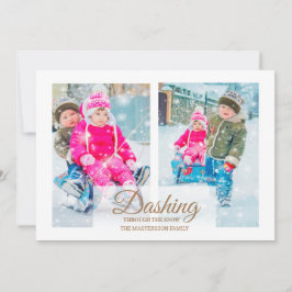 Convites Natal moderno com 2 fotos correndo pela neve