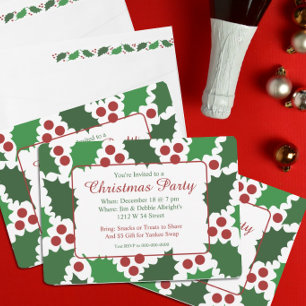 Convites Natal Moderno Verde e Vermelho Jolly Holly Festa