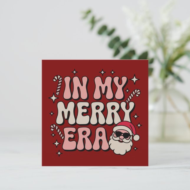 Convites Natal na Minha Alegre Era Fofo Groovy Xmas (Em pé/Frente)