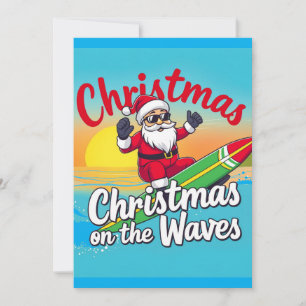 Convites Natal nas Ondas Design do Papai Noel