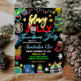 Convites Natal Neon Glowy Jolly Friendsmas Festa de Fim de