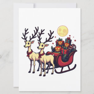 Convites Natal no Halloween Reindeer Pumpkin Presente