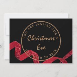 Convites Natal Noite de Natal Jantar de Inverno Preto Verme