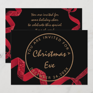 Convites Natal Noite de Natal Jantar de Inverno Preto Verme