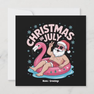Convites Natal nos Papais noeis de julho Flamingo Funny Sum