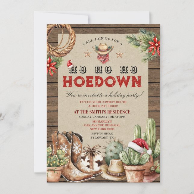 Convites Natal Ocidental do Holiday Hoedown Cowboy Ocidenta (Frente)