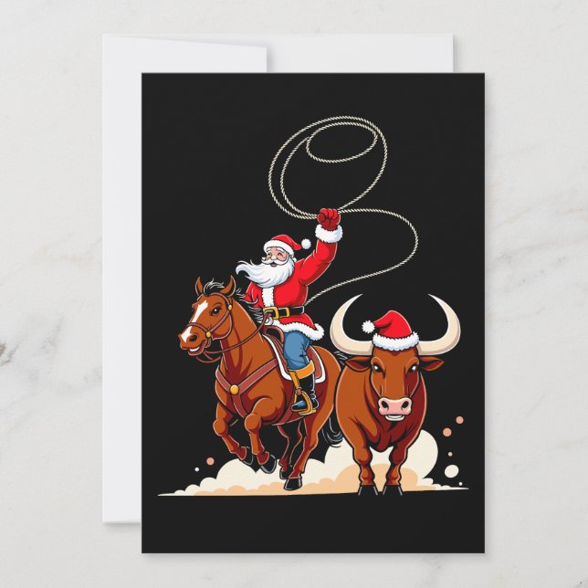 Convites Natal Papai Noel Cowboy Laço Touro Rodeio (Frente)