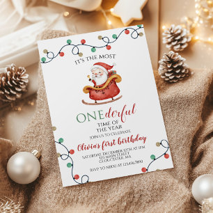 Convites Natal Papai Noel Onederful Primeiro Aniversário