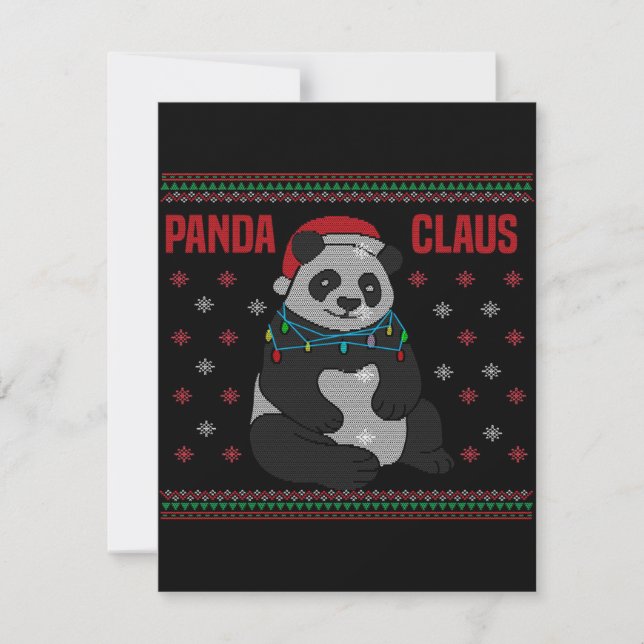 Convites Natal Papai Noel Pand| Design de Panda Adorável (Frente)