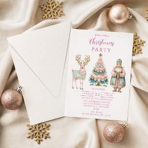 Convites Natal Pastel com Papai Noel e Rena