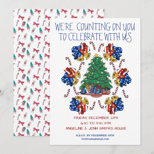 Convites Natal Patriótico Personalizado (Frente/Verso)