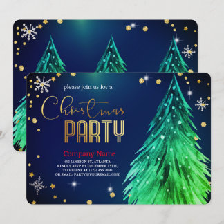 Convites Natal Pinheiros Mágico Elegante Festivo