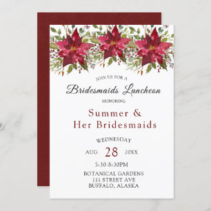 Convites Natal Poinsettia Greenery Bridesmaids Luncheon