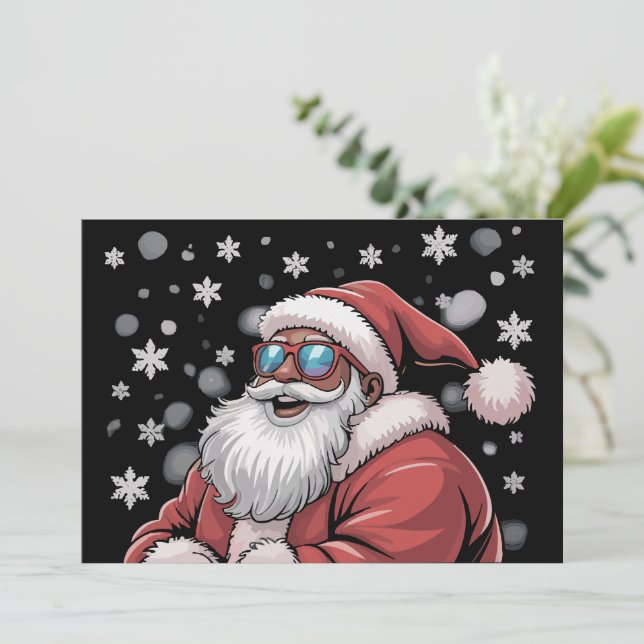 Convites Natal Preto Africano Americano Papai Noel  (Em pé/Frente)