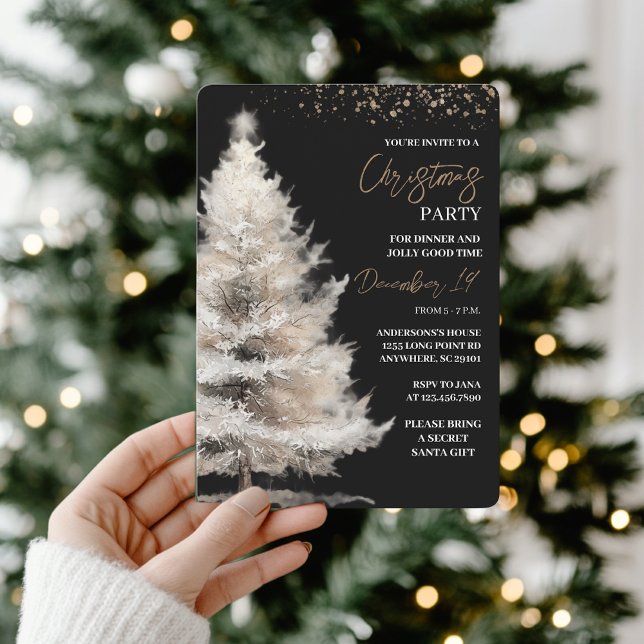 Convites Natal Preto e Dourado Elegante (Criador carregado)