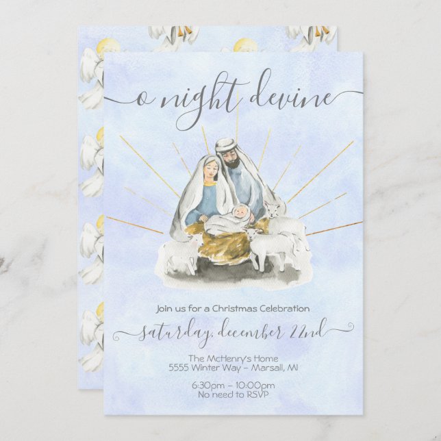 Convites Natal religioso com o bebê Jesus, Mary e Joseph (Frente/Verso)