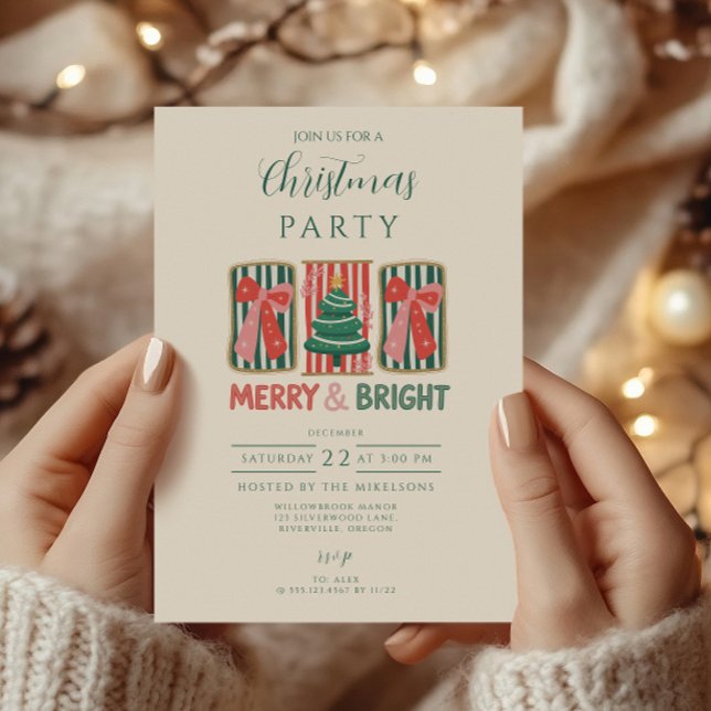 Convites Natal Retro Alegre e Brilhante (Criador carregado)