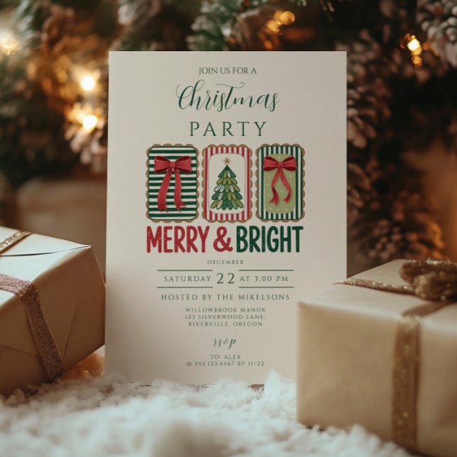 Convites Natal Retro Alegre e Brilhante (Criador carregado)