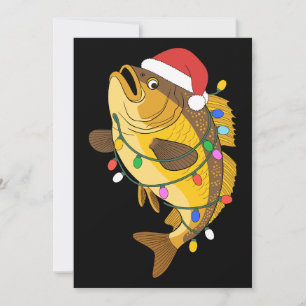 Convites Natal Robalo Peixe Chapéu do Papai Noel Luzes de P